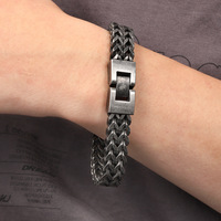 Bracelet à double chaîne en acier inoxydable géométrique pour homme, style hip-hop, avec breloques cachmières