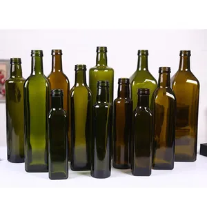 Wilk-批发100毫升250毫升500毫升750毫升1L方形马拉斯卡食用油橄榄油玻璃瓶带金属盖