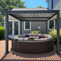 Pergola de luxe à toit rigide, en aluminium thermolaqué haute résistance, avec bande LED RGB, télécommande, installation rapide, 100 % étanche