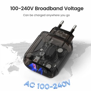 2025 nuevo enchufe de viaje transparente QC3.0 PD 45W adaptador de corriente para ordenador portátil para <span class=keywords><strong>iPhone</strong></span> cargadores rápidos portátiles tipo C cargador de pared USB - Product Image 6