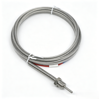 Sonde thermocouple fixe de type K, filetée, 1,5 m, fil tressé en acier inoxydable, 0-400°C, capteur de température de classe I, certifié ISO 9001