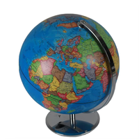 Globe terrestre éclairé par LED de 20 cm/8 po, double vue, bleu et argent, anglais/français, personnalisable, moderne, luxueux, éducatif, en plastique