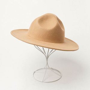 New Concave <b>Top</b> Wide Brim Fedora Hat Wool Felt Hip Hop Style for Casual & Outdoor Stylish Shopping Accessory - Product Image 4