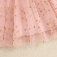 Robe de princesse à col carré sans manches et à imprimé fleurs et étoiles pailletées pour filles Robe d'été en tulle pour bambins