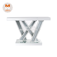 Table console élégante scintillante en miroir diamant écrasé
