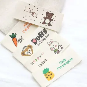 Etiquetas de lavagem personalizadas para roupas de bebês, etiquetas de algodão para roupas