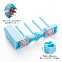 Petite boîte de rangement magnétique en plastique bleu pour aiguilles, organisateur portable pour fournitures de couture, travaux d'aiguille, broderie, point de croix