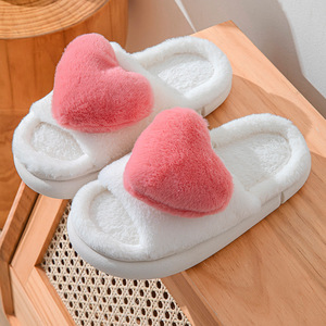 Chaussons plats pour femmes à motif cœur, en mousse à mémoire de forme douce et duveteuse, avec logo brodé, pour chambre à coucher, effet massage - Grande Vente - Product Image 6