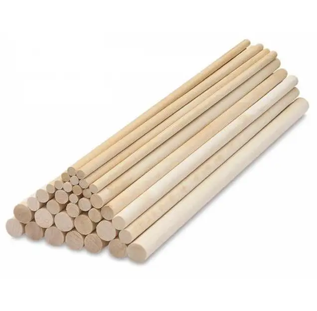 Polished Flat Round Sticks Natural Wood Craft Dowel Rods 12 Inch × 1/ 4 Inch