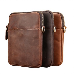 Bolso Bandolera Pequeño de Cuero Genuino Vintage para Hombre, Bolsa de Hombro Ligera de Alta Calidad - Product Image 1