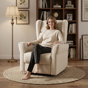 Sillón Reclinable Eléctrico Ajustable de Tela con Función de Elevación, Diseño Moderno para Asistencia a Personas Mayores, Estructura de Madera - Product Image 2
