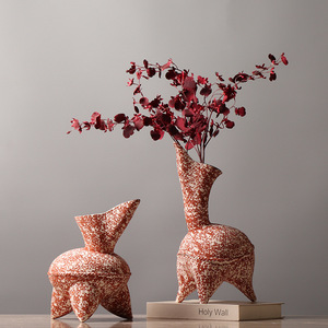 Jarrón de Cerámica Vintage Hecho a Mano, Mini Botella Decorativa para el Hogar, con Flores Pequeñas y Esmalte Creativo, Arcilla Roja Mexicana - Product Image 2