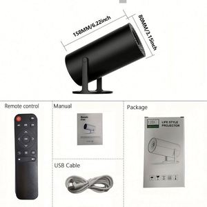 โปรเจคเตอร์ LED พร้อมพอร์ต USB, โปรเจคเตอร์พกพาขนาดเล็ก 720P, รีโมทคอนโทรล โปรเจคเตอร์สำหรับดูหนังในร่ม/กลางแจ้ง HY300Mini/สีดำ - Product Image 6