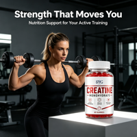 Gummies de Créatine Monohydrate pour Adultes – Soutien à la Croissance Musculaire et aux Performances – 60 Unités, Saveur Fraise, 1250mg – Prix Usine, Marque Privée