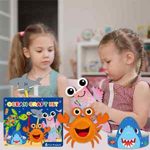 Kit d'activités créatives multifonctionnel pour enfants : autocollants en papier et boules de feutre à faire soi-même, motifs animaux marins - Product Image 4