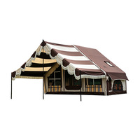 Tente de glamping gonflable en toile de coton avec auvent avant, colonne d'air de 17 cm, tente de camping de luxe pour la famille et les centres de villégiature