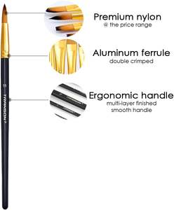 Transon Assortiment de 12 Pinceaux d'Art pour Acrylique <span class=keywords><strong>Aquarelle</strong></span> Gouache Hobby Peinture Poils <span class=keywords><strong>Matériel</strong></span> de Cheveux - Product Image 2