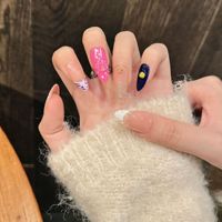 Diseño #2504 Venta al por mayor Lujo Colorido puntas de almendra Uñas postizas Flores 3D Prensa en las uñas Uñas artificiales