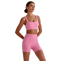 Kadınlar Yüksek Esneklikli Fitness Hızlı Kuruyan Koşu Spor Yoga Seti U Şekilli Güzel Sırtlı Spor Sütyeni T-Line Olmayan Tasarım Dar Şortlar