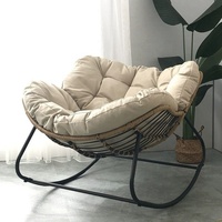 Fauteuil à bascule de luxe en rotin, design moderne, pour extérieur, salon, chambre, restaurant, en fer forgé et tissu cuir