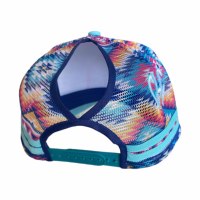 Sombrero de cola de caballo alta para mujer Bordado personalizado y etiqueta tejida Ajuste profundo Gorras de camionero de lado de campo de alto perfil