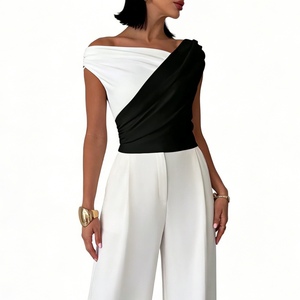 Haut asymétrique color block pour femme - T-shirt sans manches tendance - Product Image 2