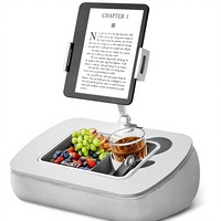 Support de tablette avec bol à collation, support iPad rotatif à 360° pour Kindle/iPad/téléphones de 4,7 à 13 pouces, lecture mains libres au lit/canapé