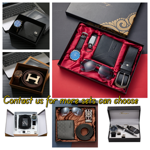 Vente en gros de marque de luxe Coffret cadeau d'affaires pour homme 5pcs Tasse en acier inoxydable <span class=keywords><strong>Portefeuille</strong></span> en verre Ceinture et porte-clés - Product Image 5