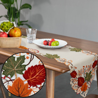 OWENIE 100% Polyester Lavé Style Américain Style Diner Bordure en Dentelle Brodée Placemats et Chemin de Table