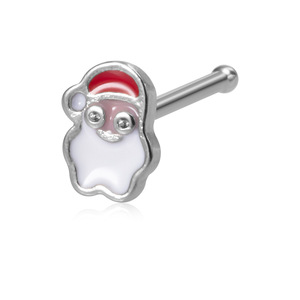 Christmas Cartoon Nose Stud Stainless Steel Body Piercing Jewelry Festive Holiday Ornament - Product Image 5