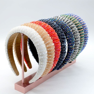 Wholesale Hair Accessories Luxury Diamond Hairband <strong>Beads</strong> Baroque Bling Crystal Rhinestone <strong>Headband</strong> for Women Girls - Product Image 1