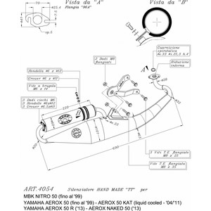 Sistema di scarico motociclistico fatto a mano TT Black Edition per MBK NITRO 50 1998-1999 19755 modello - Product Image 1