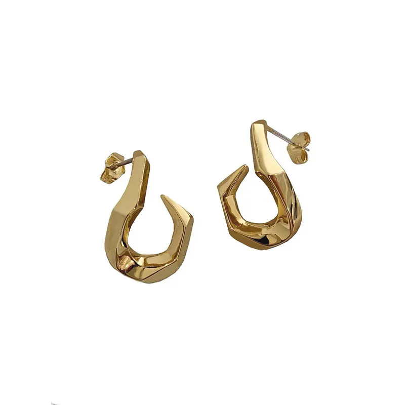18 carati oro argento colore gancio grosso irregolare orecchino a bottone donna solido geometrico rame minimalista orecchini intrecciati gioielleria raffinata
