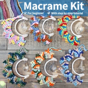 Kit de <span class=keywords><strong>macramé</strong></span>, <span class=keywords><strong>corde</strong></span> colorée, pendentif en tissage, pack de matériel DIY, accessoires en cristal avec guide en anglais pour débutants, cadeaux - Product Image 3