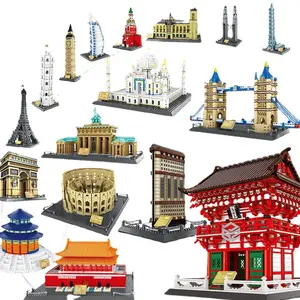 WANGE City Building Architecture Compatible Eiffel Tower taj Mahal Blocks Taj London Paris Town Bridge Assemble Bricks Toys