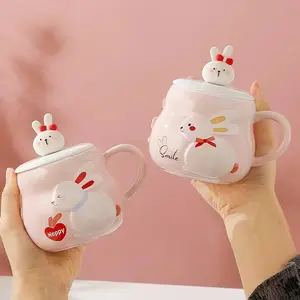 Tasse à boire personnalisée 3D animal peint à la main 3D mignon lapin de Pâques tasse à café de thé en céramique pour les cadeaux
