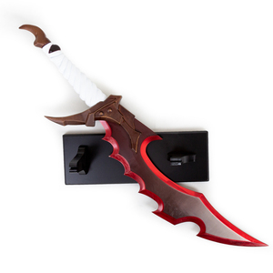 Espada Curva Roja de 63 cm de Solo Leveling con Soporte, Mango Blanco y Guarda Marrón, Espada de Cosplay para Juegos - Product Image 3