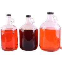 Bouteille en verre de vin Growler 2L 1gallon avec couvercle en verre ambré transparent de grande taille