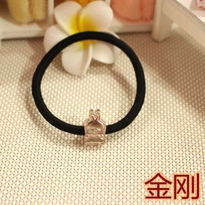 Coleteros de estilo coreano, bandas elásticas negras para el cabello con dijes metálicos para niñas, regalo para niños, tocados de verano 2021 - Product Image 4