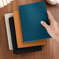 Carnet de notes A5 pour bureau et entreprise, imprimé motif grain de litchi, avec couverture en cuir PU souple, pages lignées, logo personnalisable