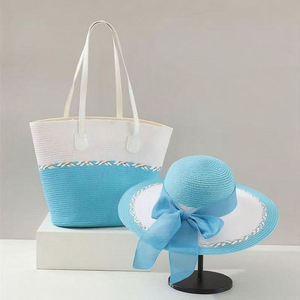 Chapeau <span class=keywords><strong>de</strong></span> soleil à large bord <span class=keywords><strong>sac</strong></span> fourre-tout marron vacances d'été voyage Shopping femmes <span class=keywords><strong>plage</strong></span> rayé chapeau <span class=keywords><strong>de</strong></span> paille ensemble <span class=keywords><strong>de</strong></span> sacs <span class=keywords><strong>de</strong></span> <span class=keywords><strong>plage</strong></span> - Product Image 3