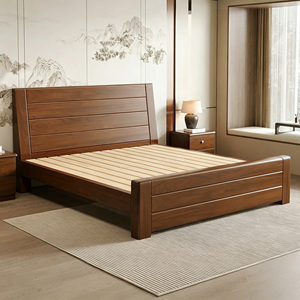 Ensemble de meubles de chambre à coucher de luxe en bois massif, taille King, avec tables de chevet, design moderne pour appartement, hôtel et école - Product Image 1