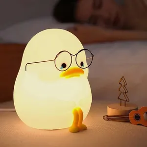 Ente LED Nachtlicht für Kinder Silikon Tier Cartoon Dimmbare Lampe Timing USB Wiederauf ladbar für Kinder Geschenk Atmosphäre Lampe