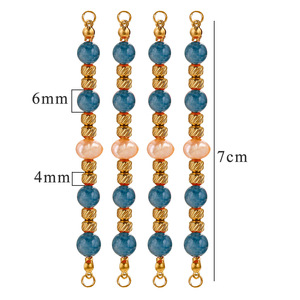 Délicat étanche 7cm en acier inoxydable Long charme coloré pierre naturelle perlée Double boucle pendentif bijoux à bricoler soi-même - Product Image 6