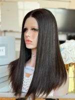 Perruque Sheitel en stock, prête à l'expédition, avec dentelle HD, cheveux humains naturels, longueur mi-épaule, style tendance, fournisseur de marque