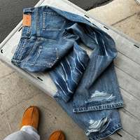 Survêtement en denim personnalisé pour hommes Boxy Fit pour hommes Ensemble veste de travail en jean de haute qualité OEM Casual Streetwear Survêtement en coton vieilli
