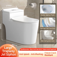 WC monobloc moderne blanc en céramique, à poser au sol, à double chasse, à jet siphonique, cuvette ronde pour salle de bain d'hôtel