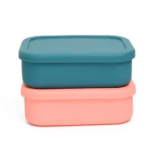 Venda Quente Por Atacado Eco Friendly Feed Grade Bento Lunch Box Livre Bpa Soft Silicone Bento Box Com Tampa