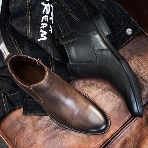 Botas para Hombre, Botas de Trabajo con Cremallera, Botas de Motocicleta de Piel de Vacuno de Primera Calidad - Product Image 3