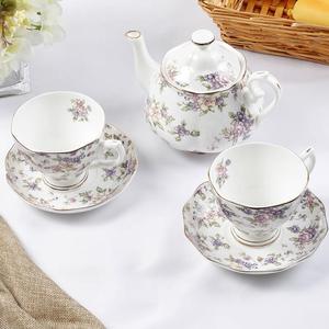Uniquely Customizable Artisanal Ceramic Coffee Set Eye-Catching Design for Cozy Coffee Fine Bone China 5 Pcs <strong>Teaset</strong> - Product Image 6